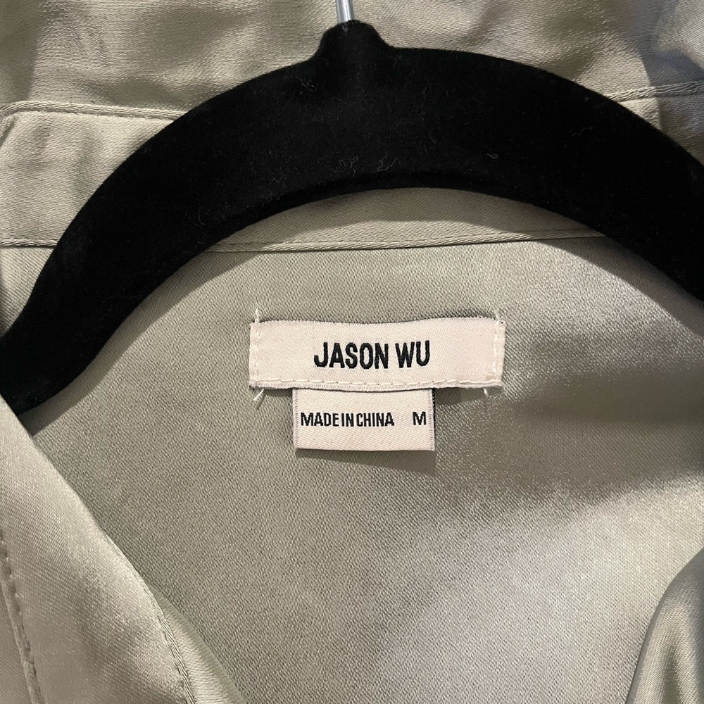 NWT! Jason Wu satin wrap dress in sage green, size Medium - Picture 4 of 4
